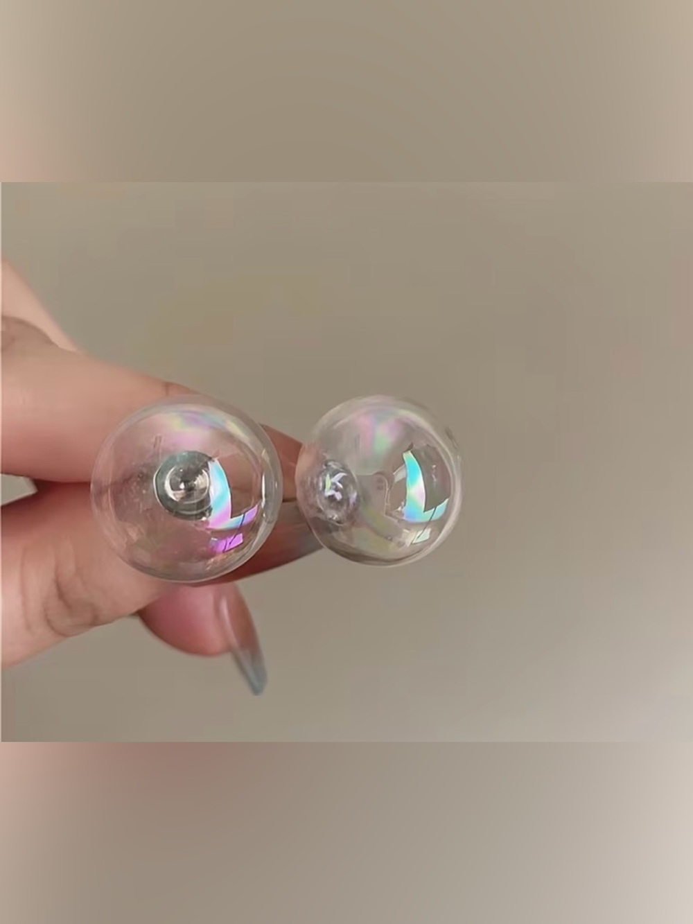 Iridescent Bubble Stud Earrings - Clear